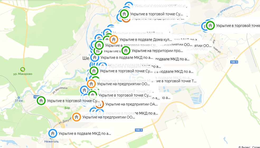 Интерактивная карта укрытий орел